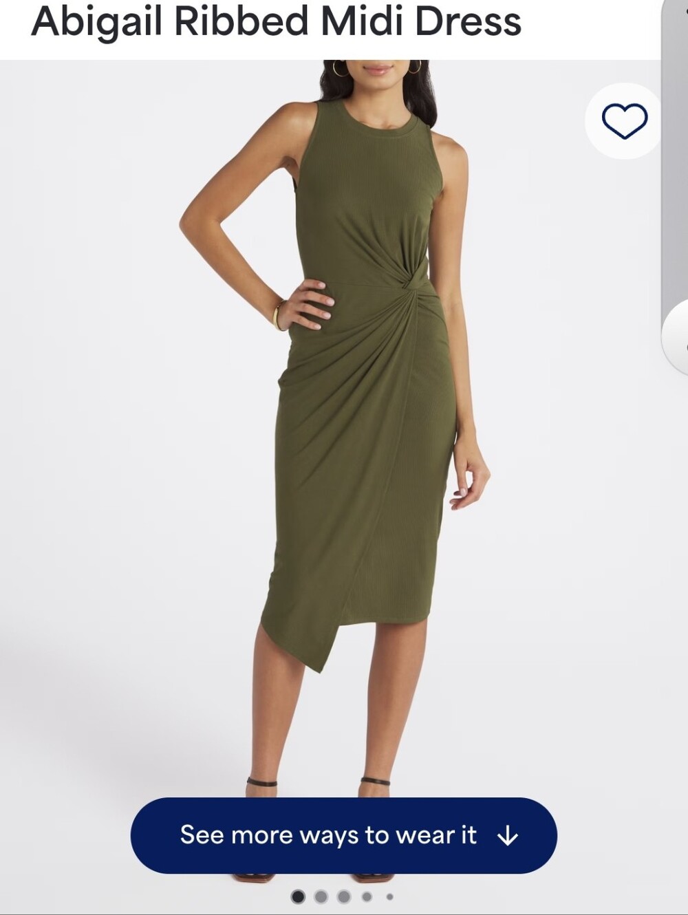 Nine Britton Ribbed Midi Dress - Olive